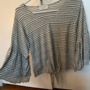 Super soft grey and white striped sweater